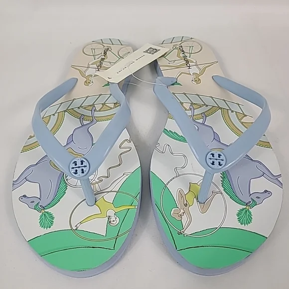 TORY BURCH CHELSEA ACROBAT BLUE FLIP FLOP SANDALS SIZE 7 - Picture 2 of 6
